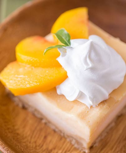 Sliced Canteloupe with Coconut-Peach Cream